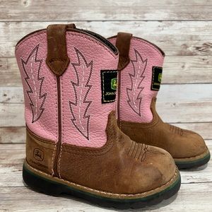 Infant Size 6.5 John Deere Western Boots Pink